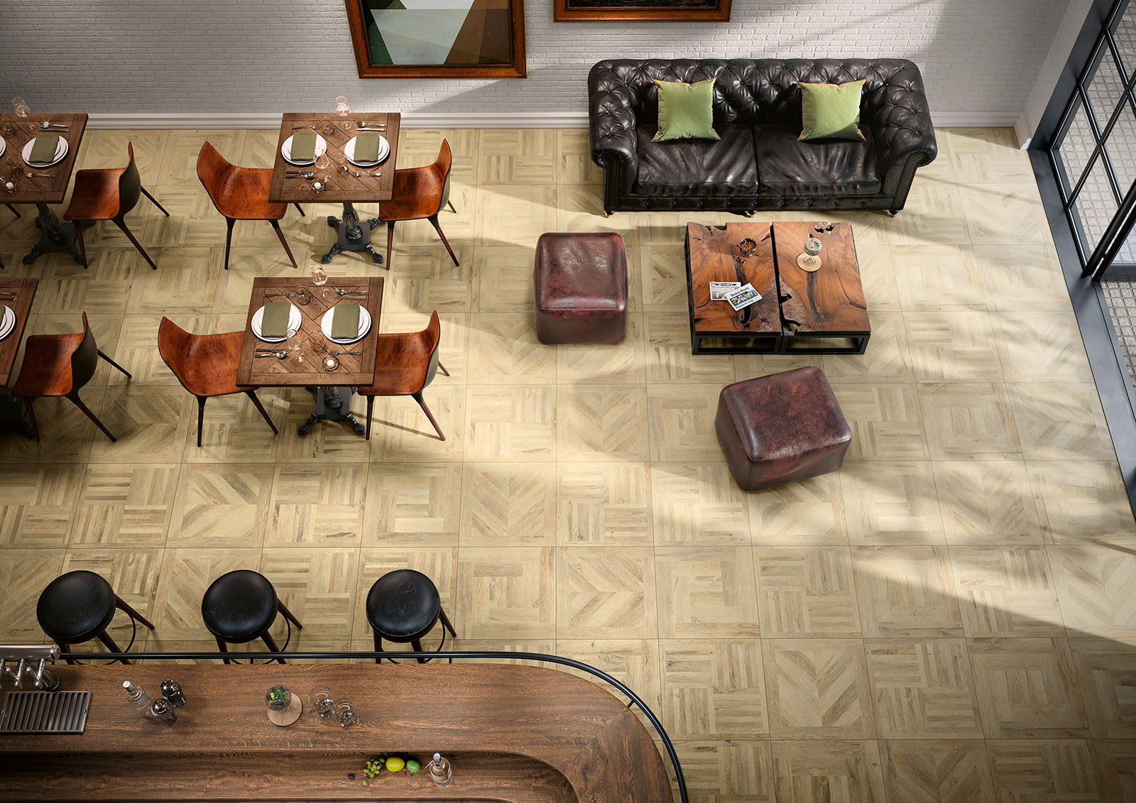 Parquet Wood Effect Anti-Slip Tiles